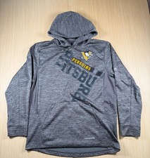 Pittsburgh Penguins Therma Base Hoodie Mens Medium Gray Majestic NHL Ice Hockey
