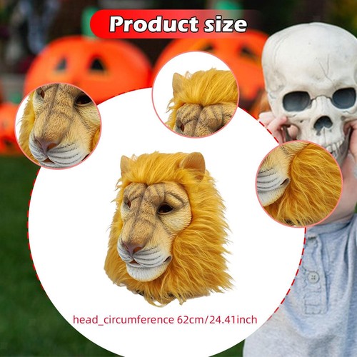 Lion Head Mask Dress up Full Head Cover for Night Club Festival Birthday Party - Picture 6 of 7