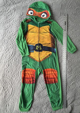 Nickelodeon TMNT Michelangelo Boys Hooded Fleece Zip One Piece Pajamas 10/12