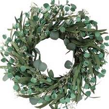 20 Inch Artificial Eucalyptus Leaves Wreath Greenery Spring/Summer Wreath for...