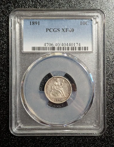 1891 Seated Liberty Dime PCGS XF 40