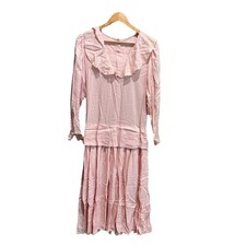 Eileen West Pink Dot Long Sleeve Button Up Tie Waist Nightgown Dress Size 6