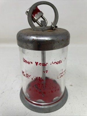 Vintage Glass & Metal Coin Savings Bank With Padlock Lock Key Old Milwaukee ad