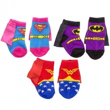 DC Comics Justice League Baby Girl 3-Pack Booties - Batman Baby Socks with...