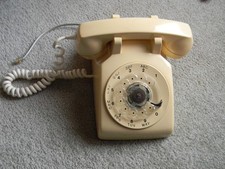 Vintage Rotary Dial Phone ITT With Spiral Cord Cream Color tested WORKS 
