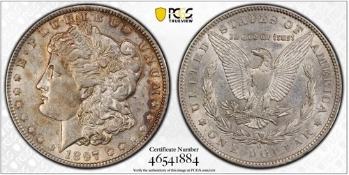 1897 O Morgan Silver Dollar $1 PCGS AU50  Rare and Stunning