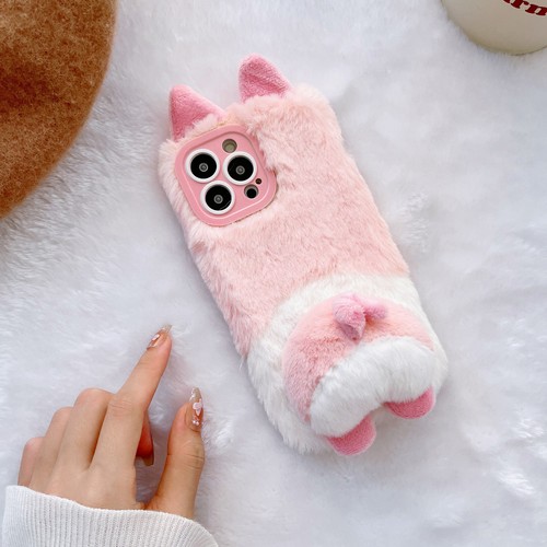 Corgi's ass 3D Warm Plush Fluffy Case For Huawei Honor Cartoon Stand Phone Cover - Picture 5 of 11