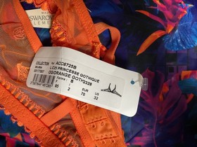 New LISE CHARMEL Princesse Gothique Orange Plunge Bra & Thong Set Sz 32B Small