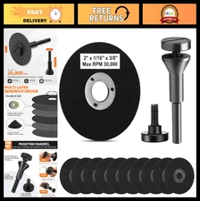 2" Die Grinder Cut-Off Wheel Set - 11 Pack, 3/8" Arbor, 1/4" Stem Mandrel, Metal