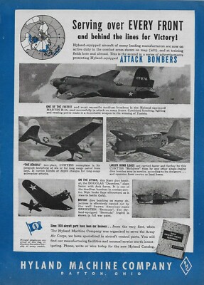 1943 Hyland Machine Attack Bombers Martin B-26 Helldiver Original Print ...