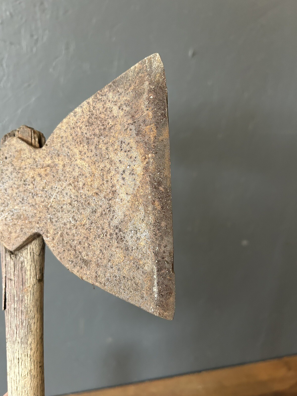 VINTAGE ANTIQUE BROAD AXE HATCHET 5.5” BLADE WOOD HANDLE PRIMITIVE OLD