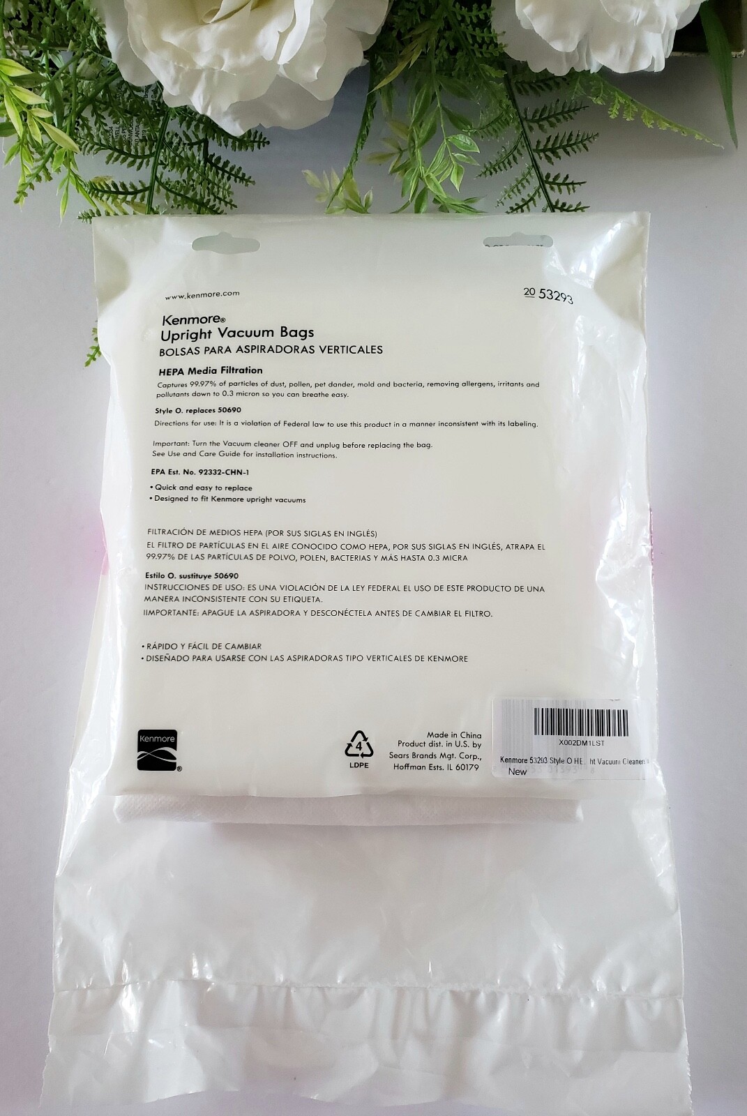 2 Pack Kenmore 53293 Style O HEPA Vacuum Cleaner Bags for Upright