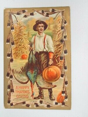 Details about / Vintage Postcard Thanksgiving Greetings Divided Postmarked Stamp 1909 CursiveMsg