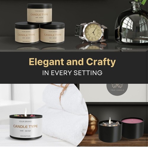 TRUE CANDLE Tins for making candles - 24x Black Candle tins 4 oz, Candle Making - Picture 10 of 11