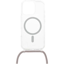 Handyhülle für iPhone 16 Pro Fixed Case Cover Transparent mit Rosa Schlüsselband