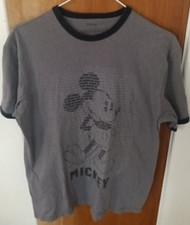 Disney Store Mickey Mouse Gray Ringer Style T Shirt Graphic And Text
