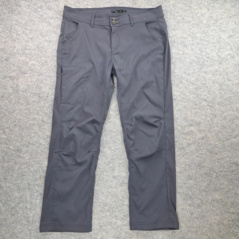 prana straight nylon stretch hiking roll up snap hem ankle pants
