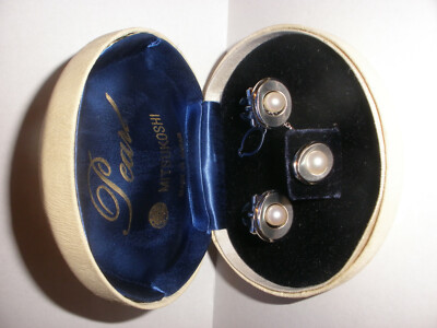 Boutons De Manchette (cufflinks) Vintage Japonais En Argent Sterling Et Perles - Style Moderniste Mitsukoshi - Neuf Sans Emballage