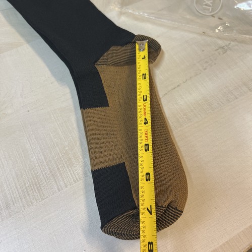 (QTY 6 pairs) L/XL QUXIANG COPPER COMPRESSION SOCKS Black/ Gold New In Pack - Picture 5 of 7