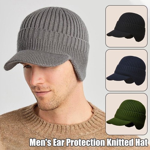 Warm Hat Knit Visor Beanie Brim Cap 