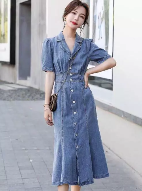 a line denim dress