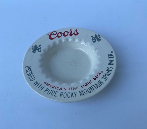 Vintage Coors Light Beer Ceramic Ashtray Bar Mancave Decor America's Fine 1960s