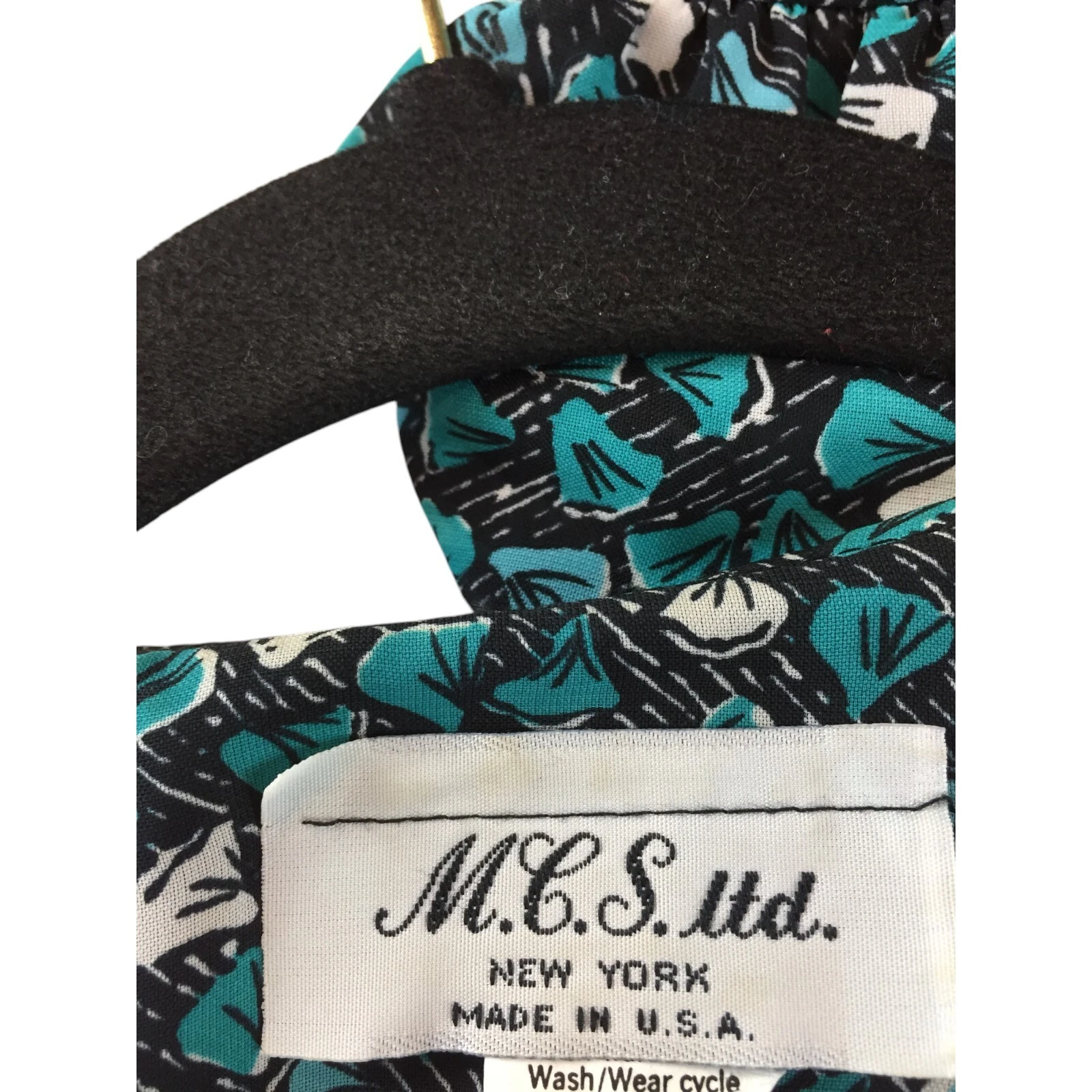 VETEMENTS Abito midi MCS Ltd modesto bavaglino blouson floreale verde acqua donna taglia 10 manica lunga