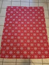 100 Cotton Fabric Tablecloth 66" Christmas Red White Black Snowflake Rectangle
