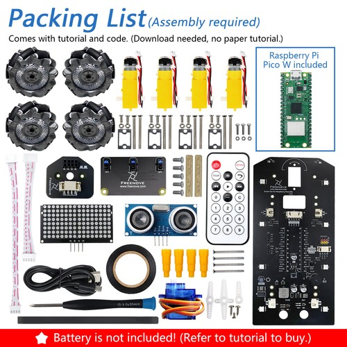Kit de coche Freenove Mecanum para Raspberry Pi Pico (W) (Compatible con Arduino IDE) - Imagen 2 de 24