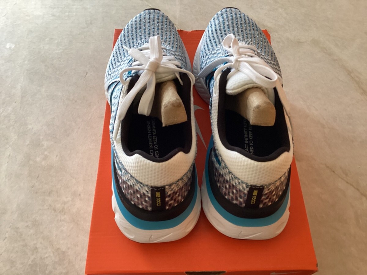 NIB Mens Nike React Infinity Run FK 3 White & Blue Sneakers 