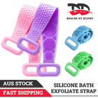 Bath Silicone Exfoliating Back Strap Scrub Shower Body Scrubber Brush Wash Clean