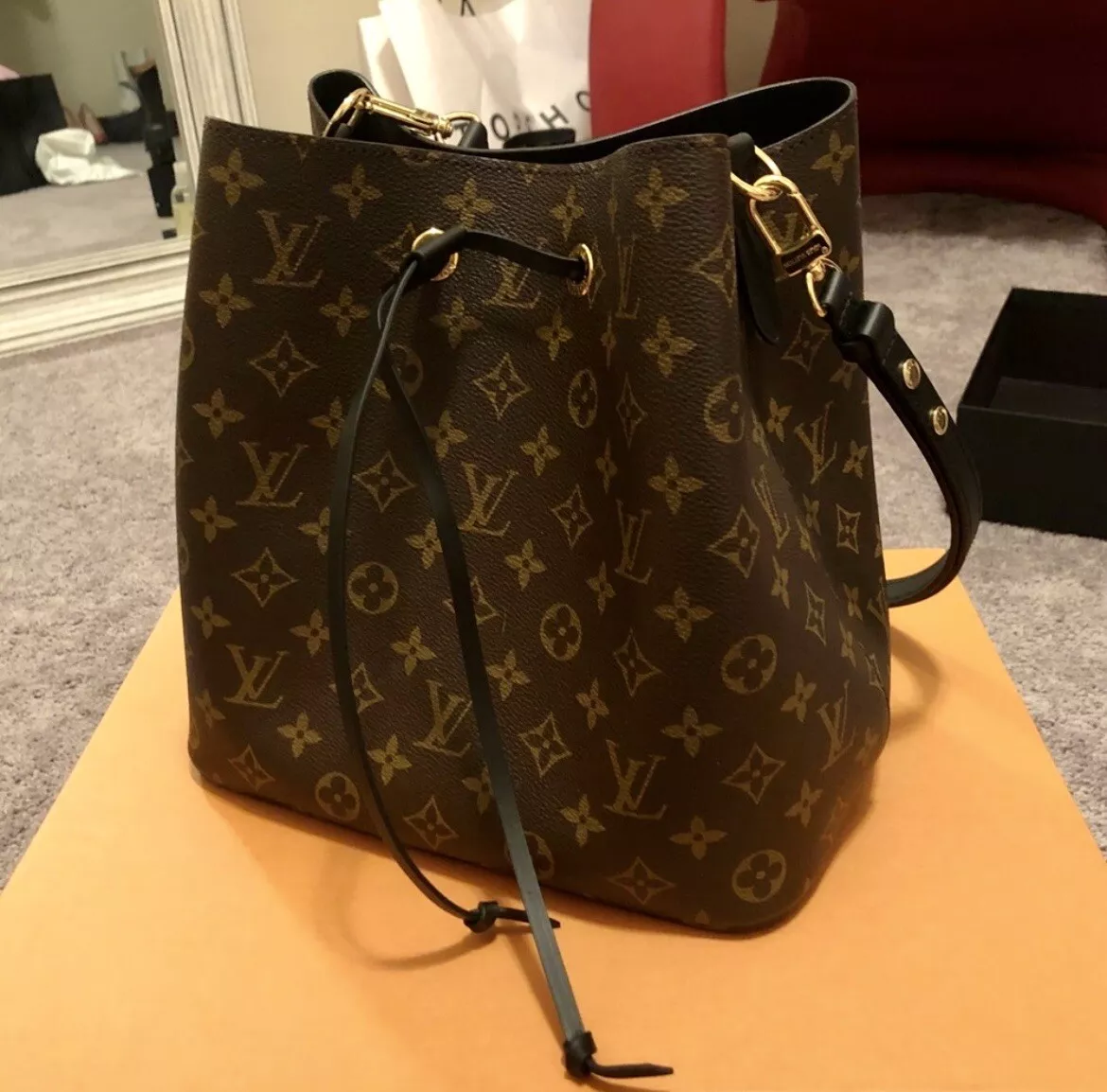 Louis Vuitton Braided Handle NeoNoe Handbag Monogram Canvas MM Brown 2275729