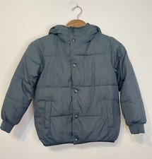 Crewcuts J. Crew Kids 6-7 Puffer Jacket Gray Hooded Full Zip Fleece Lined