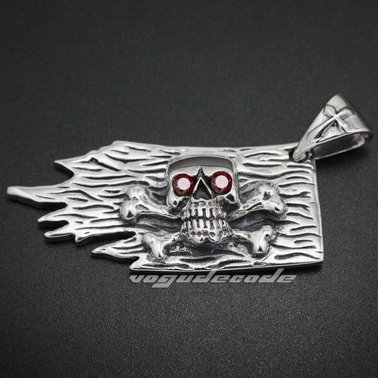 Череп крест кости флаг 925 пробы пират подвеска панк ювелирных изделий 8N007D - Изображение 2 из 4