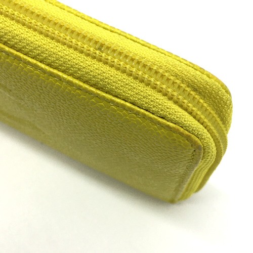 CHANEL Zip Around Long Wallet (with Coin Compartment) Caviar Leather Yellow - Picture 6 of 11