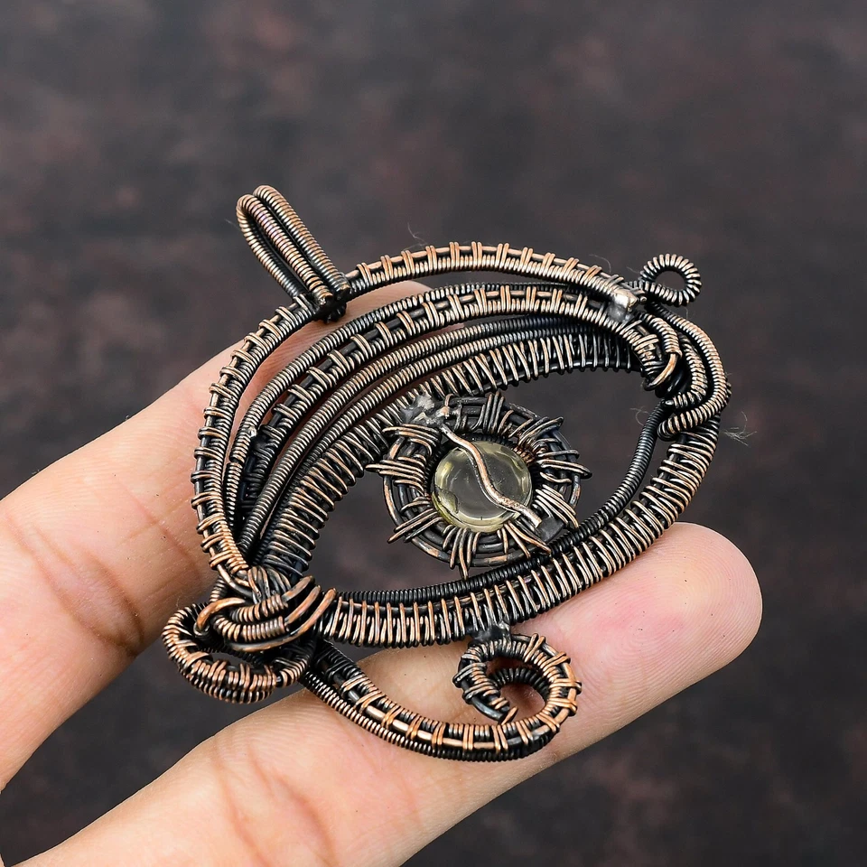 Cristal Cuarzo Cobre Amigo Regalo Alambre Envuelto Mal de Ojo Colgante 2.95" Foto 4 de 4