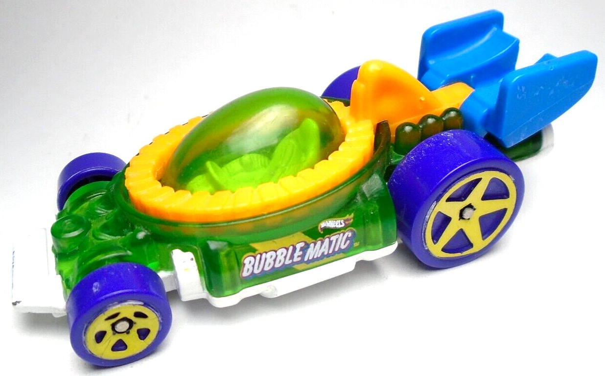 2019 HOT WHEELS BUBBLE MATIC GREEN & ORANGE 3" DIECAST CAR WITH PURPLE & BLUE