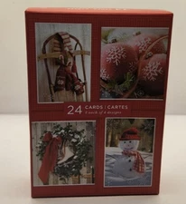 Image Arts 24 Count Christmas Cards Holiday Themed 4 Designs New In Box