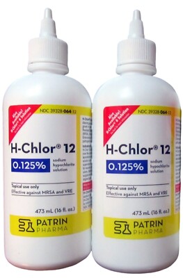 H-Chlor 12 WOUND WASH Effective MRSA & VRE 16oz ( 2 pack ) --