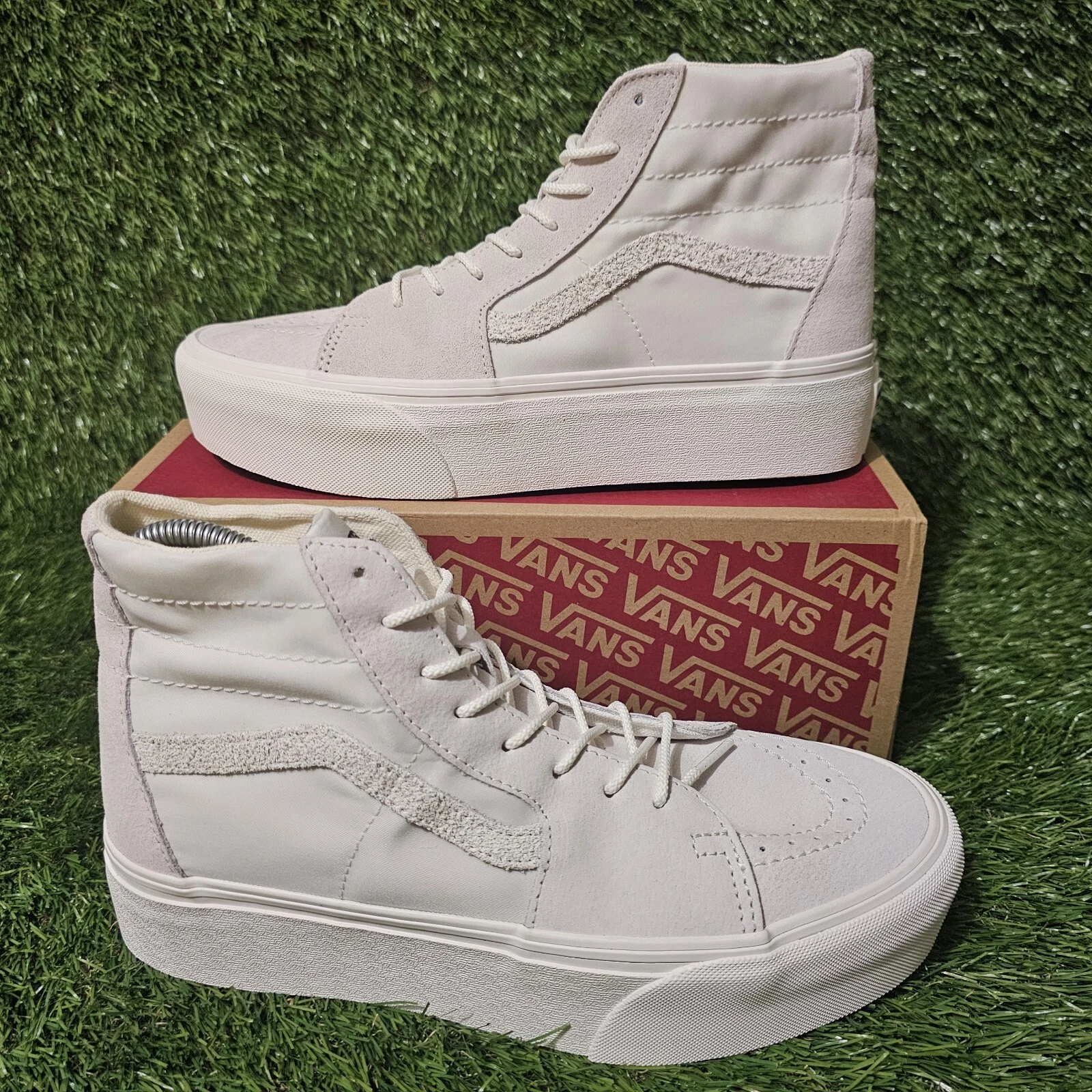 Vans Sk8 Hi conico taglia 8 UK 42 EU bianco neve NUOVO DI ZECCA