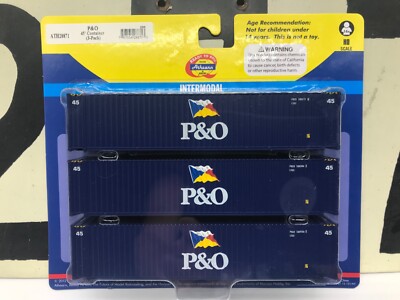 Athearn Ho Scale P&O 45' Container 3-Pack ATH28871