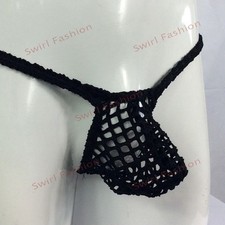 K403 K4039 String Thong Grape Smugglers Contoured Pouch Big Net Black