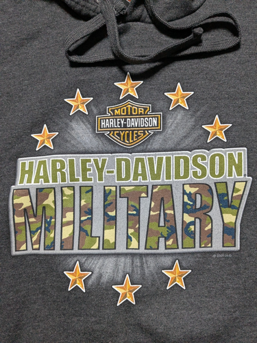 Harley Davidson Military Overseas Tour Charcoal Pullover Hoodie EUC - Men Large - Picture 12 of 18