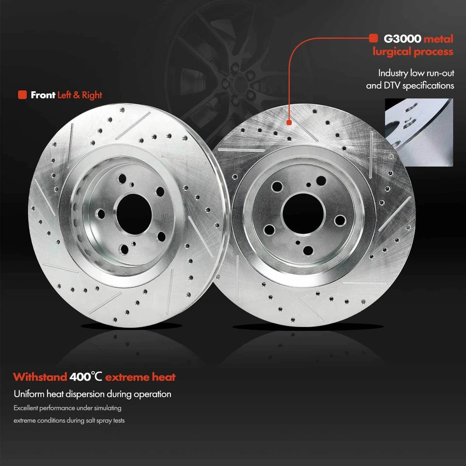 2x Rotores de freno perforados para Toyota Camry 2018-2023 Avalon Lexus RX450hL delanteros Foto 3 de 4