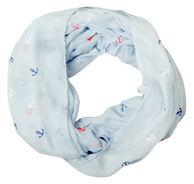 Damenschal Loop Rundschal Frauen Schlauchschal Hellblau  70 x 90cm Anker Maritim