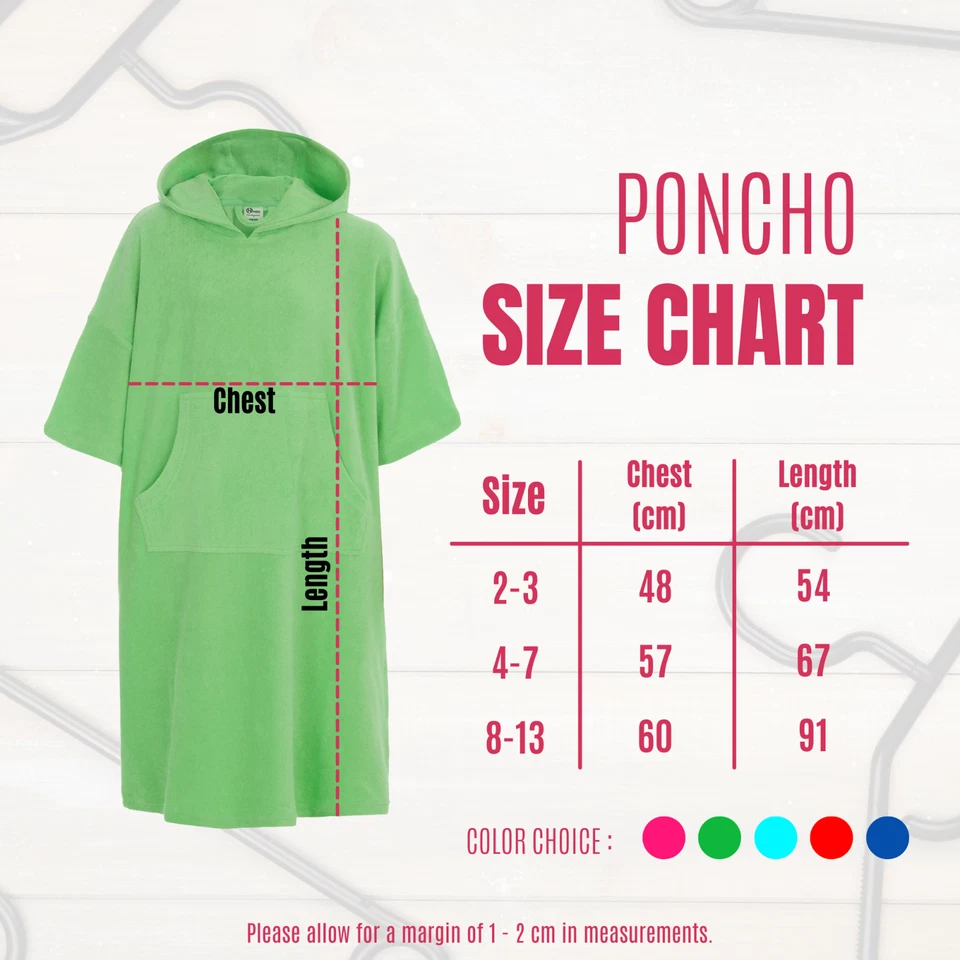 Personalised Kids Hooded Poncho Towelling Changing Robe 100% Cotton Bath Towel - Image 2 of 2