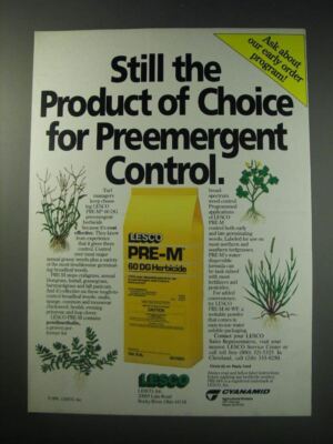 1991 Lesco Pre-M 60 DG Herbicide Ad - Still the product of choice | eBay