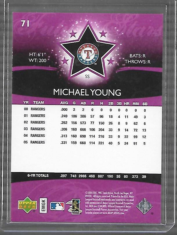 2006 Upper Deck Future Stars Purple #71 Michael Young Numbered to
