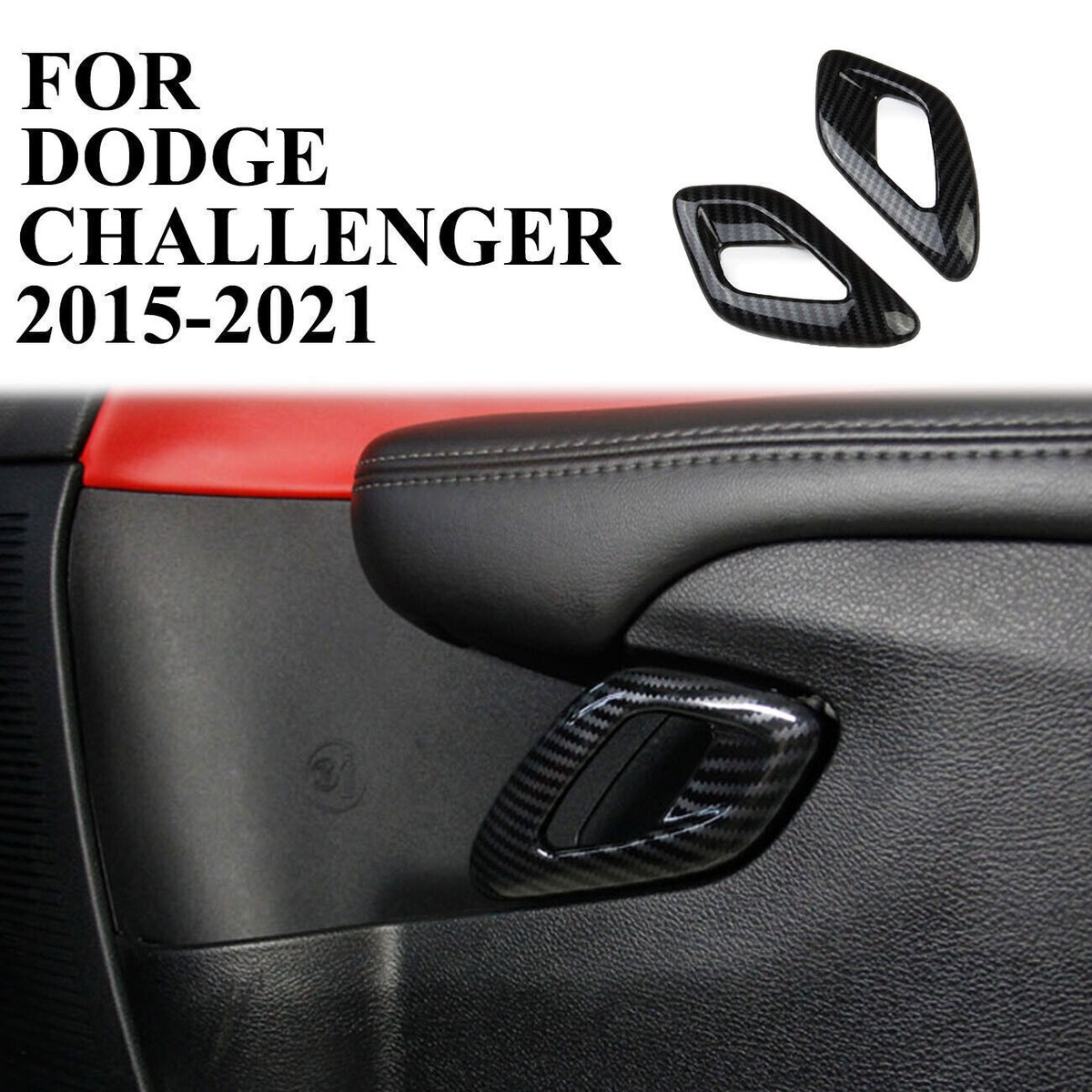 🥇Carbon Fiber Interior Door Handle Accessories Cover Trim For Dodge Challenger - Foto 12