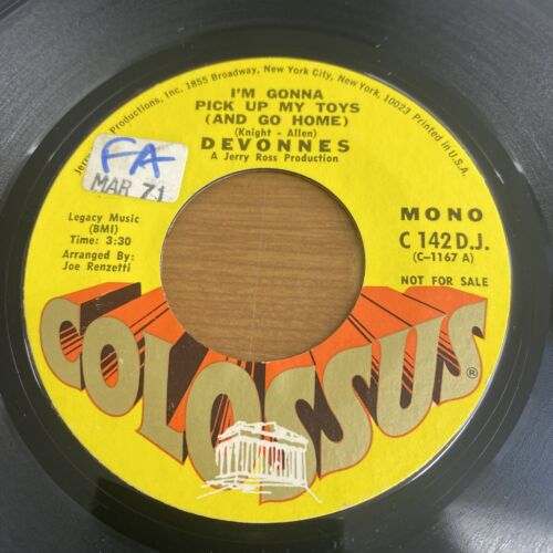 DEVONNES - I’m Gonna Pick Up My Toys PROMO COLOSSUS C142D.J. Northern Soul 45 VG - Picture 2 of 3